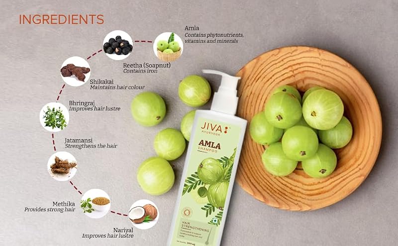 Jiva Ayurveda Amla Shampoo - Natural Herbal Hair & Scalp Cleanser 200ml