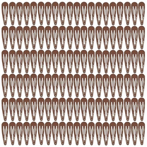 120 Pcs Brown Metal Snap Hair Clips - No-Slip Barrettes for All Hair Types