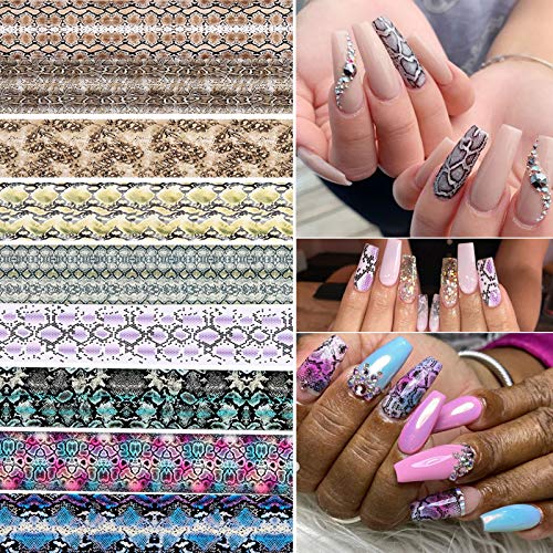 Snake Nail Art Foil Stickers - 10 Sheets Holographic Designs