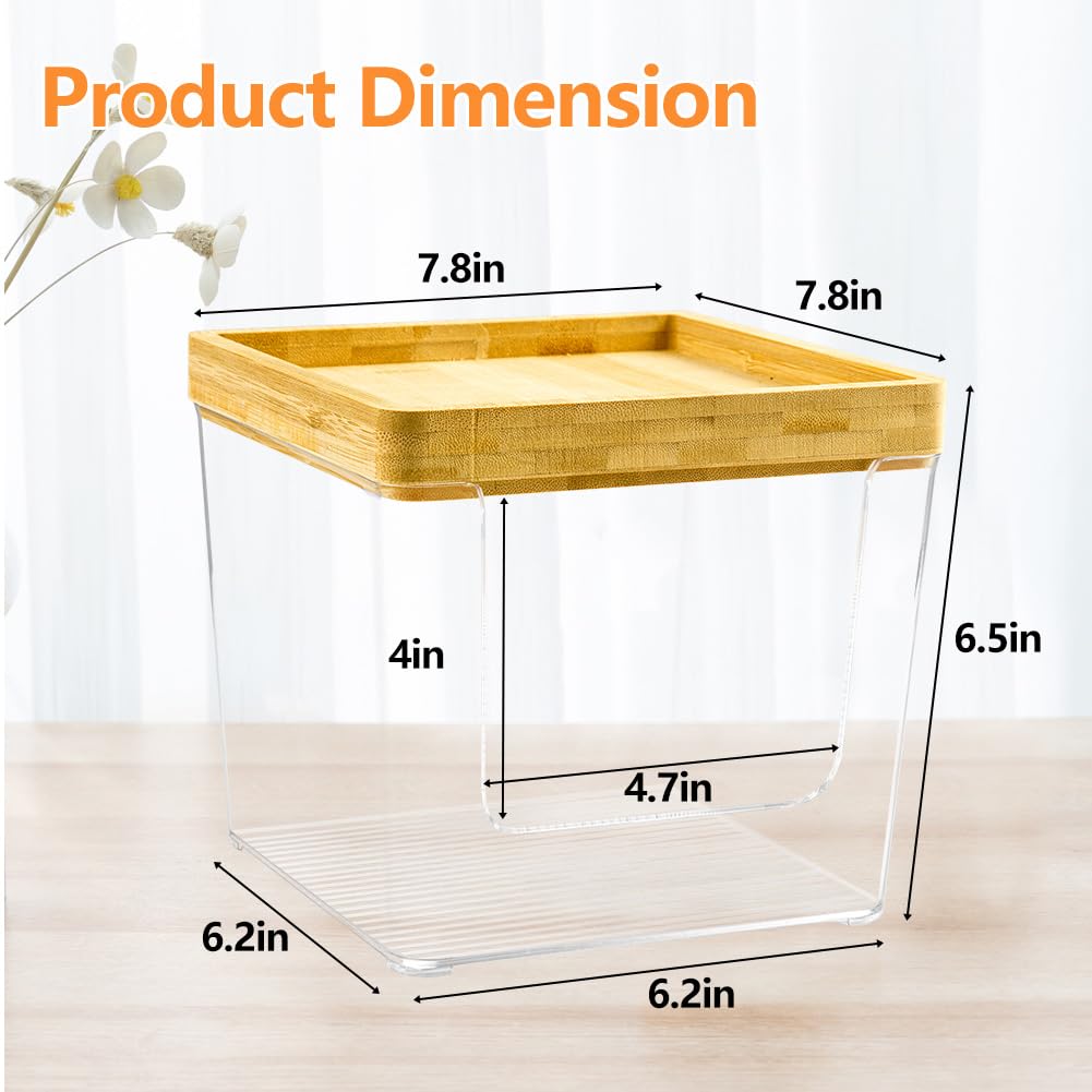 GRETJOB Disposable Face Towel Holder Box, Acrylic Facial Container for XL Clean Skin Club, Large Storage With Bamboo Lid Towel Organizer Container for Bathroom, Vanity Makeup, Clear