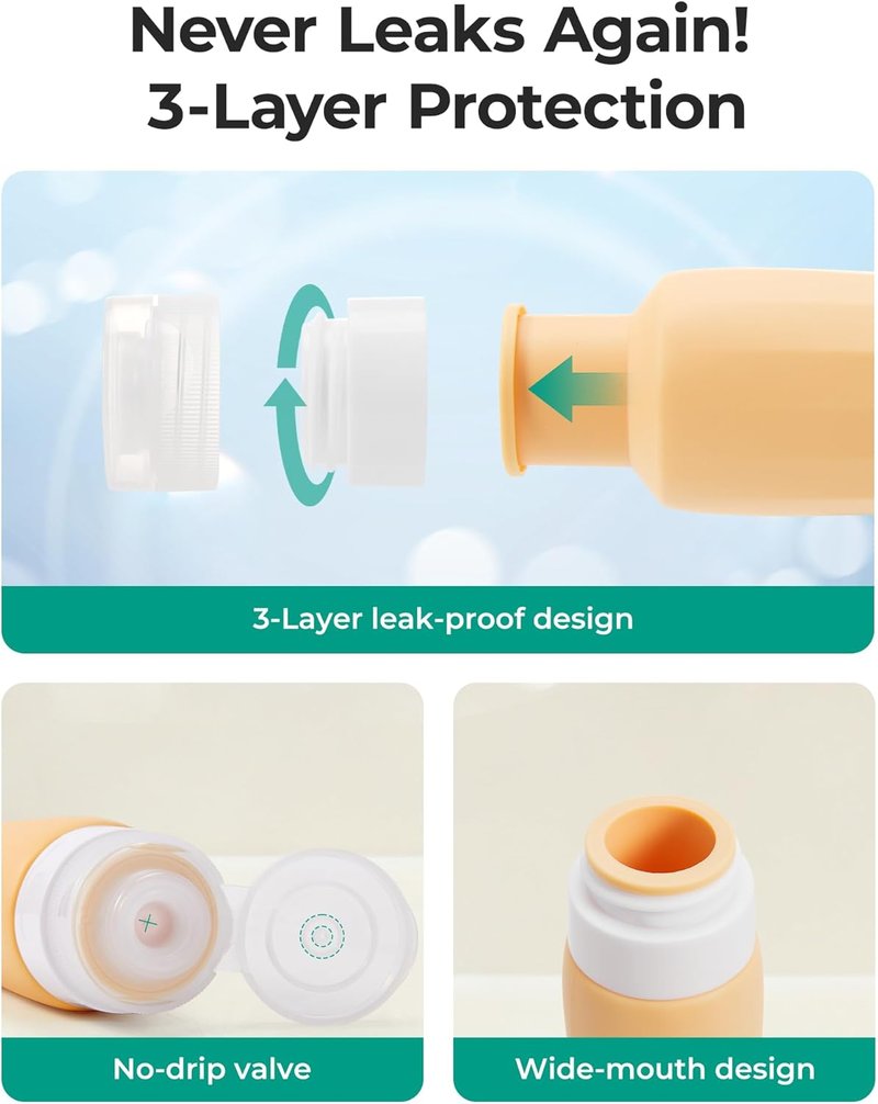BAGSMART Travel Bottles - 18 Pack TSA Approved Leak-Proof Silicone Toiletry Containers | Purple