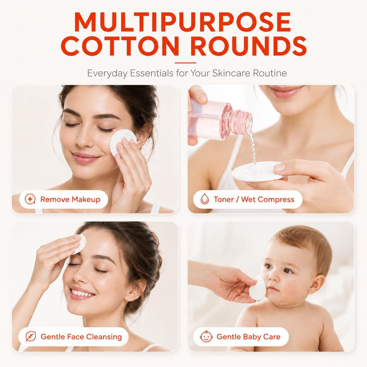 3D Cotton Rounds - Premium Embossed Makeup Remover Pads, Tear-Resistant & Absorbent | 400 Count