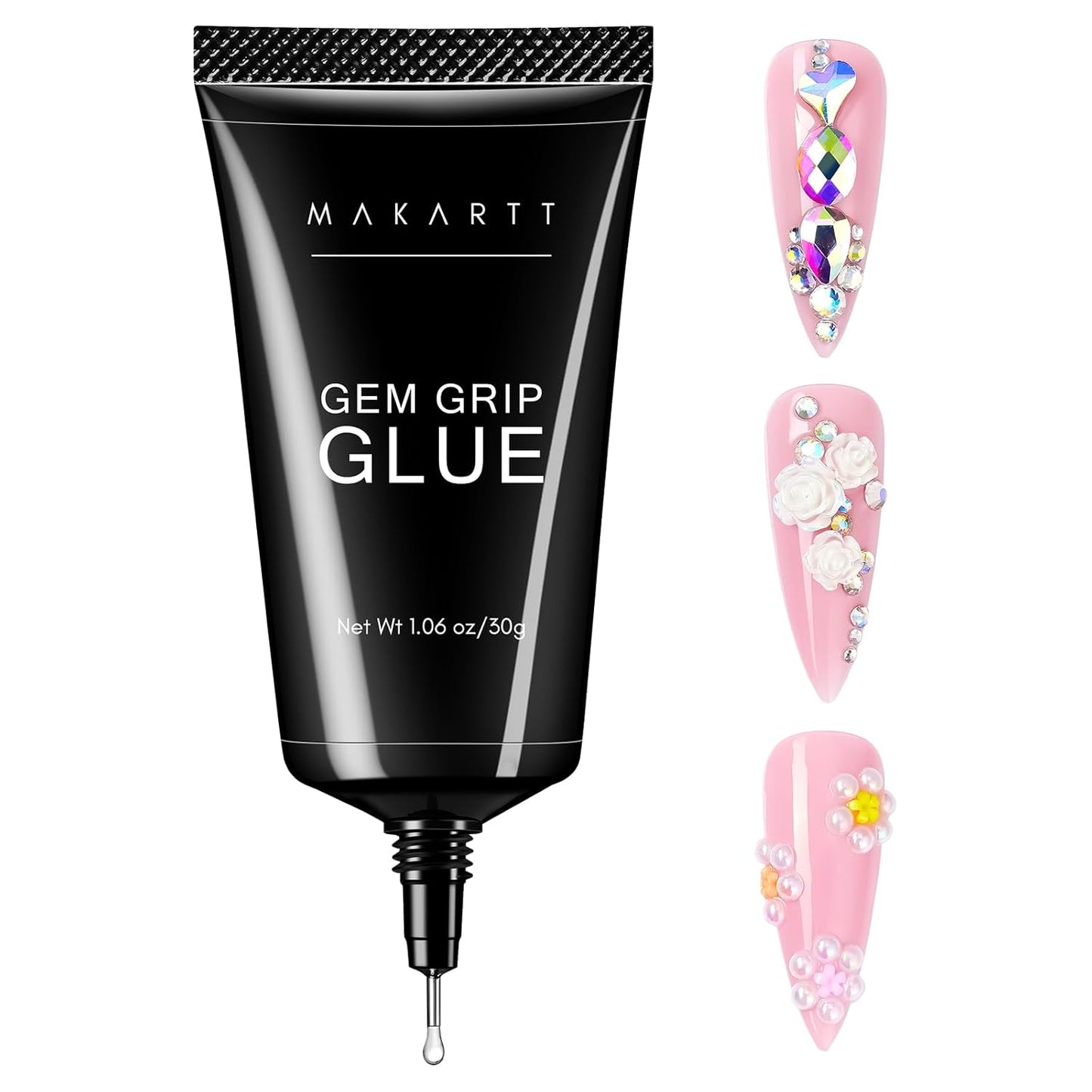 Makartt No Wipe Rhinestone Glue - Super Strong Nail Charm Gel for 3D Nail Art | 30G Bling Adhesive
