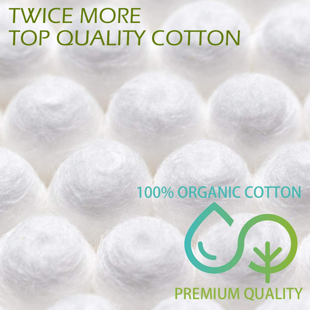 Bamboo Cotton Swabs - 400 Count Vegan Ear Buds | Natural Wooden Double-Tipped Organic Cotton for Ear Wax Removal