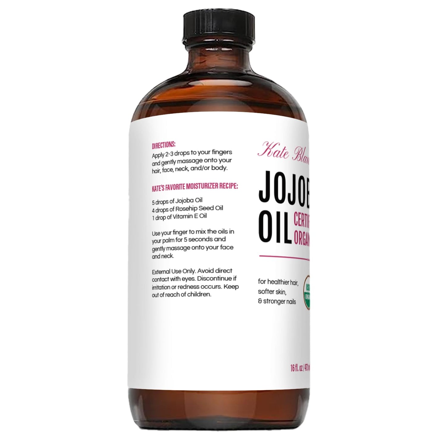 Jojoba Oil for Hair, Face & Skin - Organic & 100% Pure | 16oz Gua Sha Massage Oil