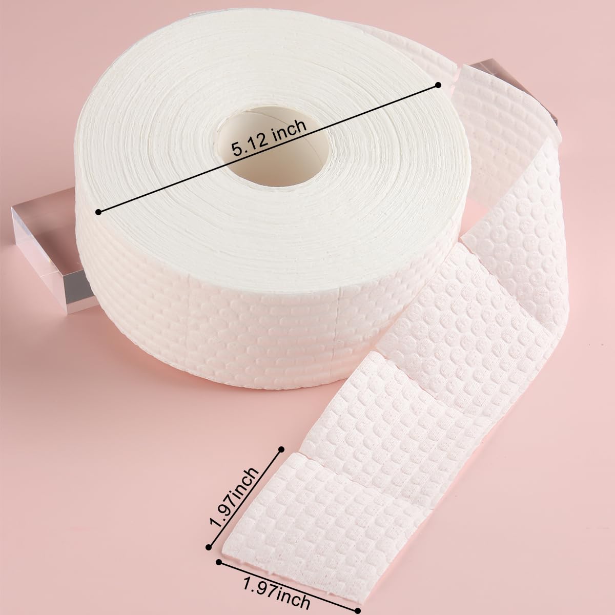 Fcozpjk 1000Pcs/1 Roll Lint Free Nail Wipes, Nail Polish Remover Pads, White Cotton Pads Wipes for Gel Nails, Dust Cleaning Degreasing Nail Napkins Cotton Swabs, Manicure Salon Supplies