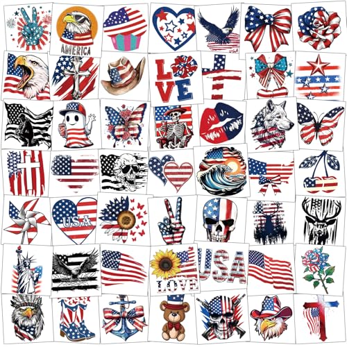 Metuu 117 Sheets Independence Day Temporary Tattoos Pink Variation, USA Flag & Eagle Designs for Adults & Kids