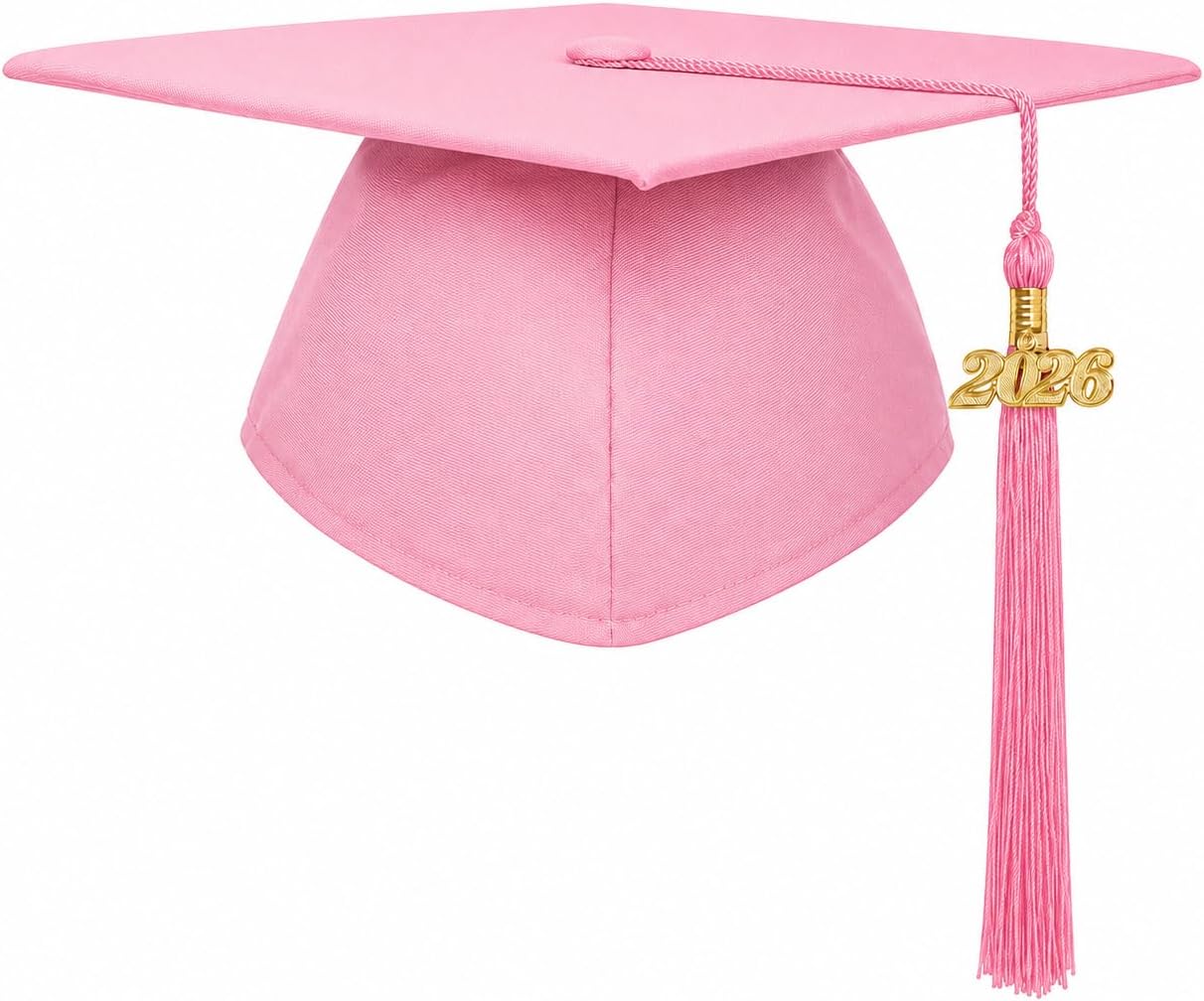 Matte Graduation Cap for Adults - Unisex 2026 Tassel Charm | Perfect for High School & College