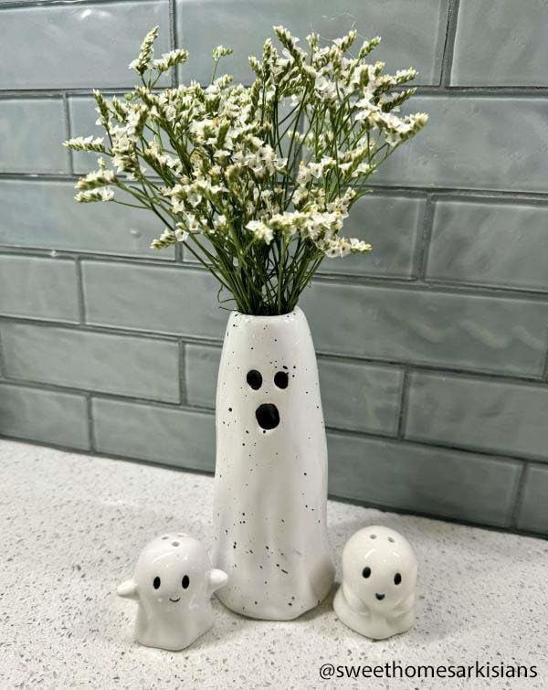 Medium Ghost Vase - Hand-Painted Ceramic Flower Holder