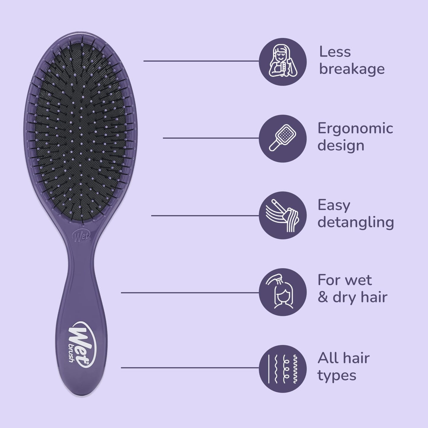 Wet Brush Original Detangler Hair Brush - Ultra-Soft IntelliFlex Bristles for Effortless Detangling | Purple
