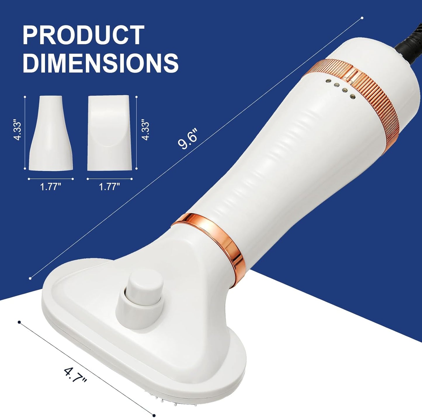 Pet Hair Dryer Brush - 3-in-1 Portable Blower & Slicker for Dogs and Cats | Adjustable Temp & Overheat Protection