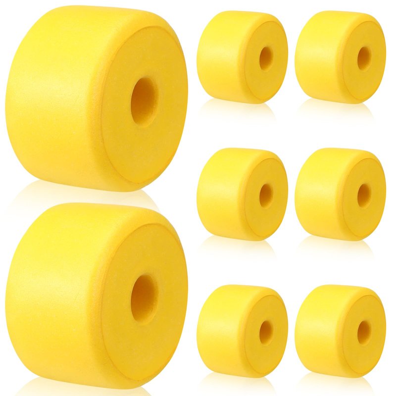 Konohan 8 Pcs Deep Water Fishing Float 3.3 x 2.2 Inch Marker Buoys Rope Floats Marine Fishing for Trail Markers Kayak Crabbing Trail Dock Swim Pool(Yellow)