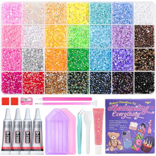 40,000pcs Colorful Jelly Rhinestones Nail Art Kit with Glue & Tools