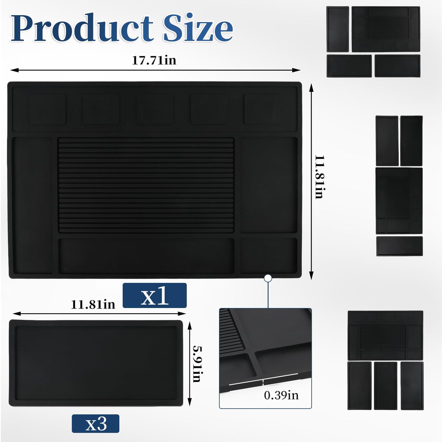 ASTONFOG Magnet Barber Mats for Clippers, 4Pcs Silicone Barber Station Organizer Mats, Barber Station Organizer Mat with 5 Magnets, Professional Non-Slip Heat-Resistant Pad for Pro Hairstylist