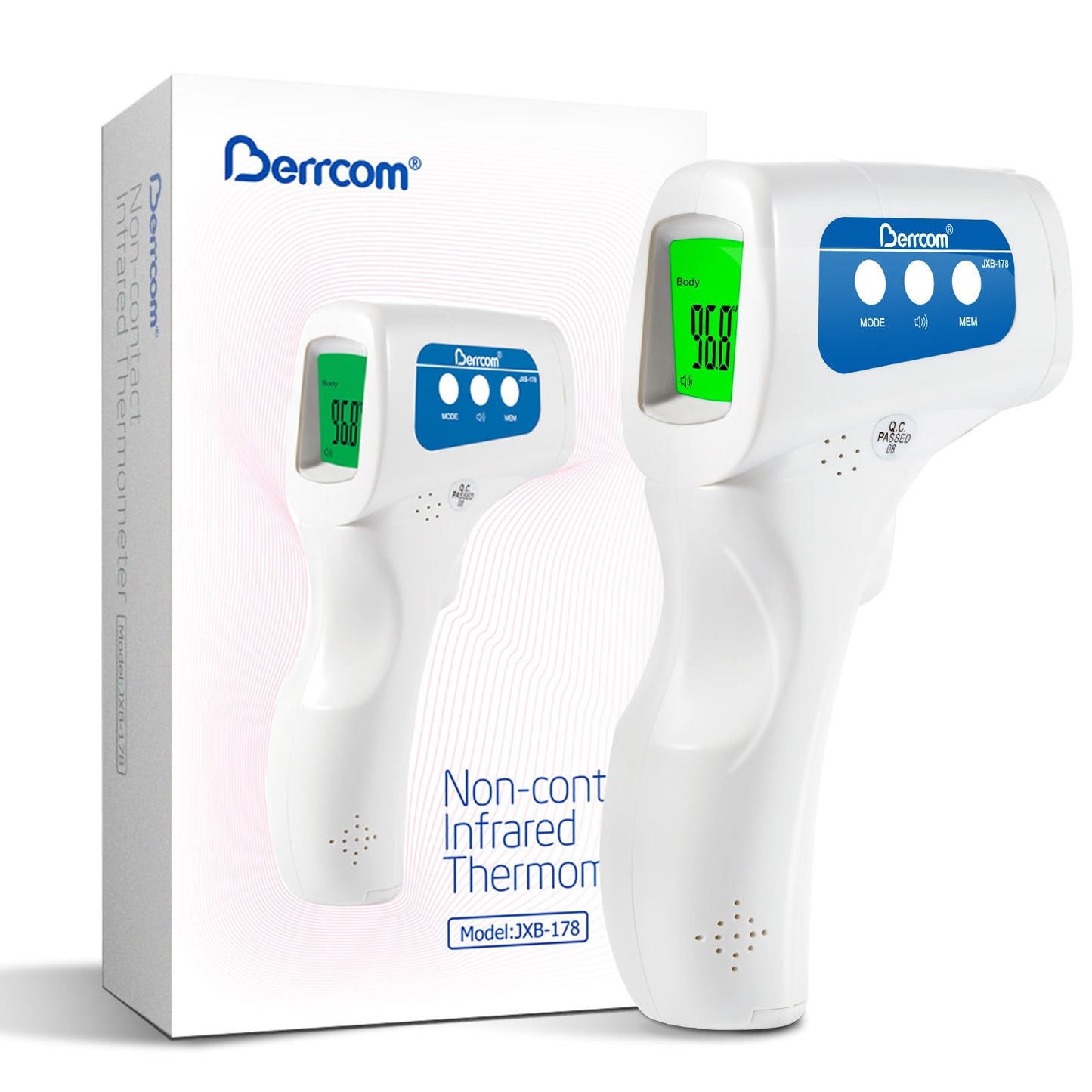 Berrcom Thermometer, 3 in 1 Contactless Infrared Fever Check Thermometer for Forehead, Ideal for Baby, Infant, Kids, and Adults, Batteries Not Included, JXB-178 (White)