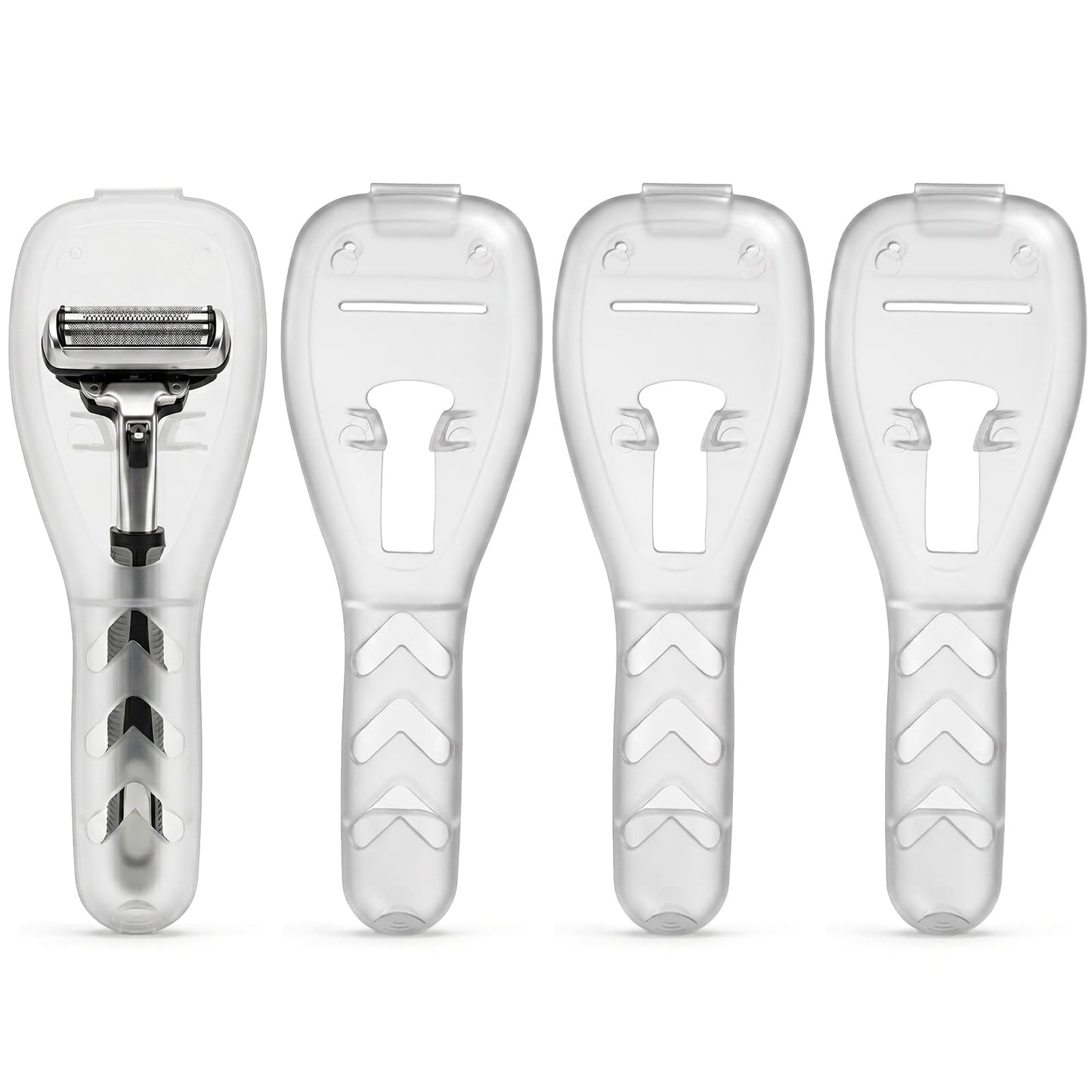 Elegaperma 4 Pcs Travel Razor Case,Transparent Durable Razor Case Travel, Compact Razors Cases Travels for Shaving Tools and Toiletries Organization