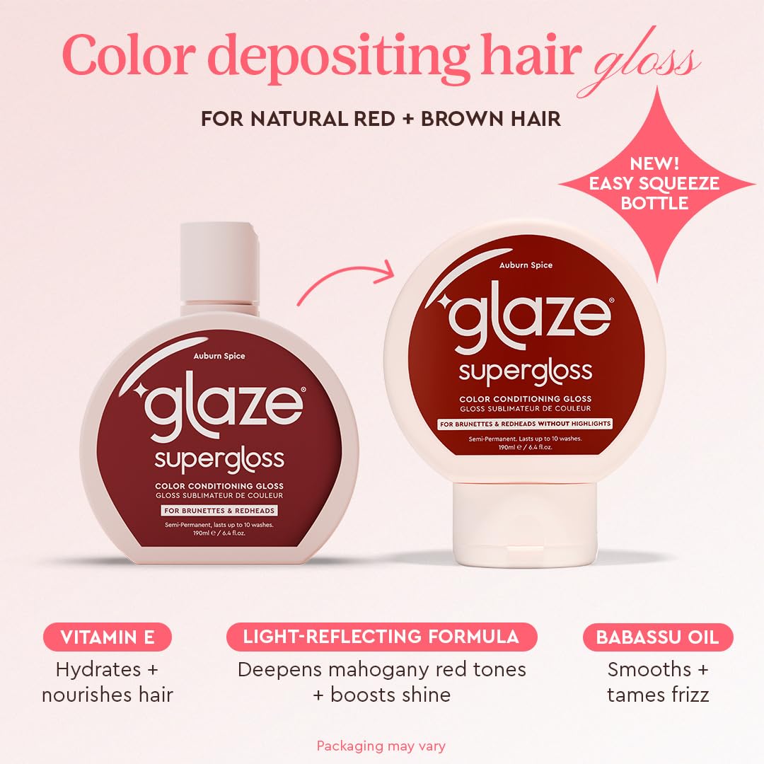 Color Conditioning Gloss - Tinted Moisturizer for Brown & Red Hair, Boosts Shine & Repairs Damage - Auburn Spice, 6.4 oz