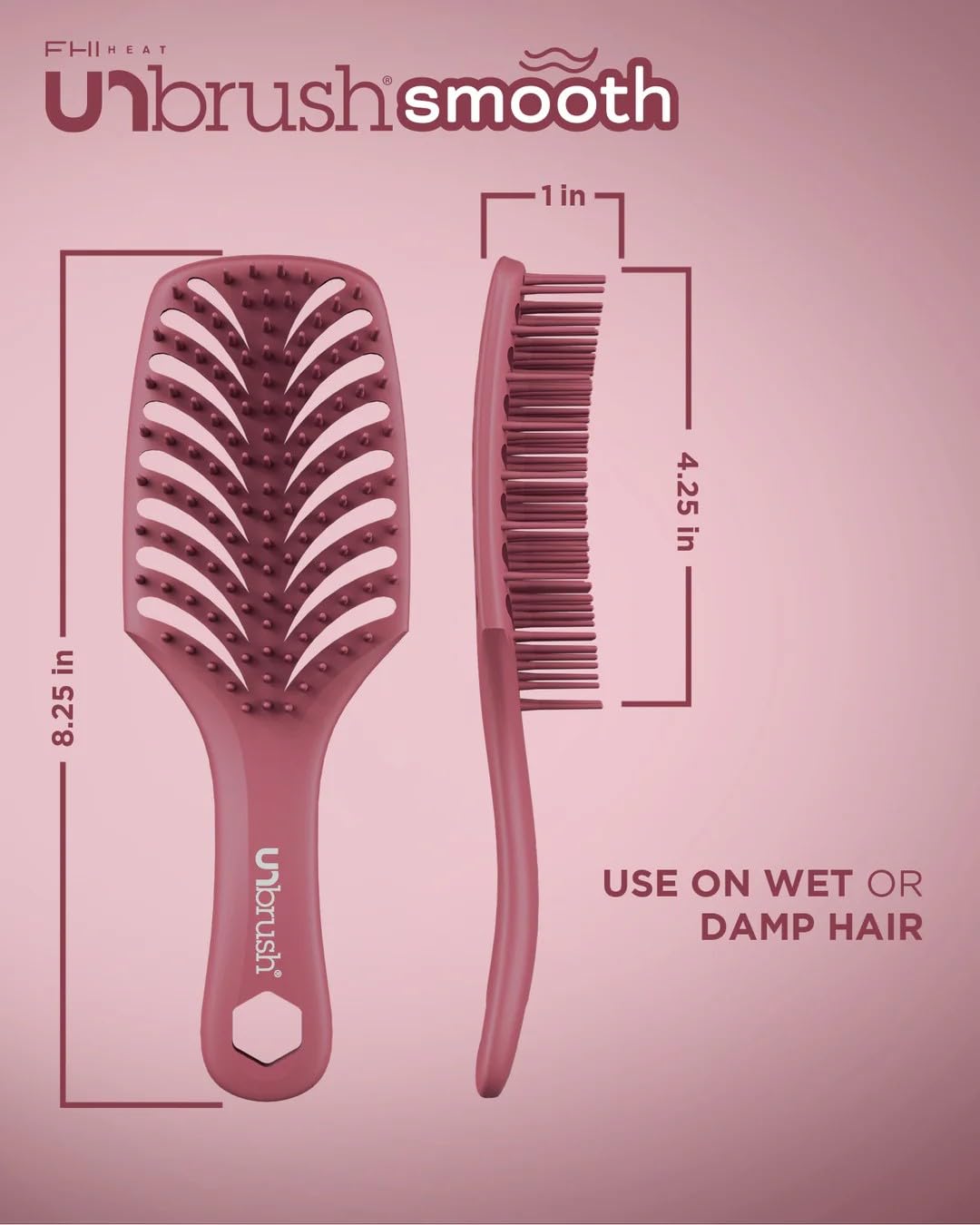 FHI Heat UNbrush Smooth Blow Dryer Brush — Blow Out Brush w/ThermaProof Blow-Dry Friendly Bristles, Vented Cushion, Lightweight Handle for Faster Drying, Frizz Control, Salon-Quality Results
