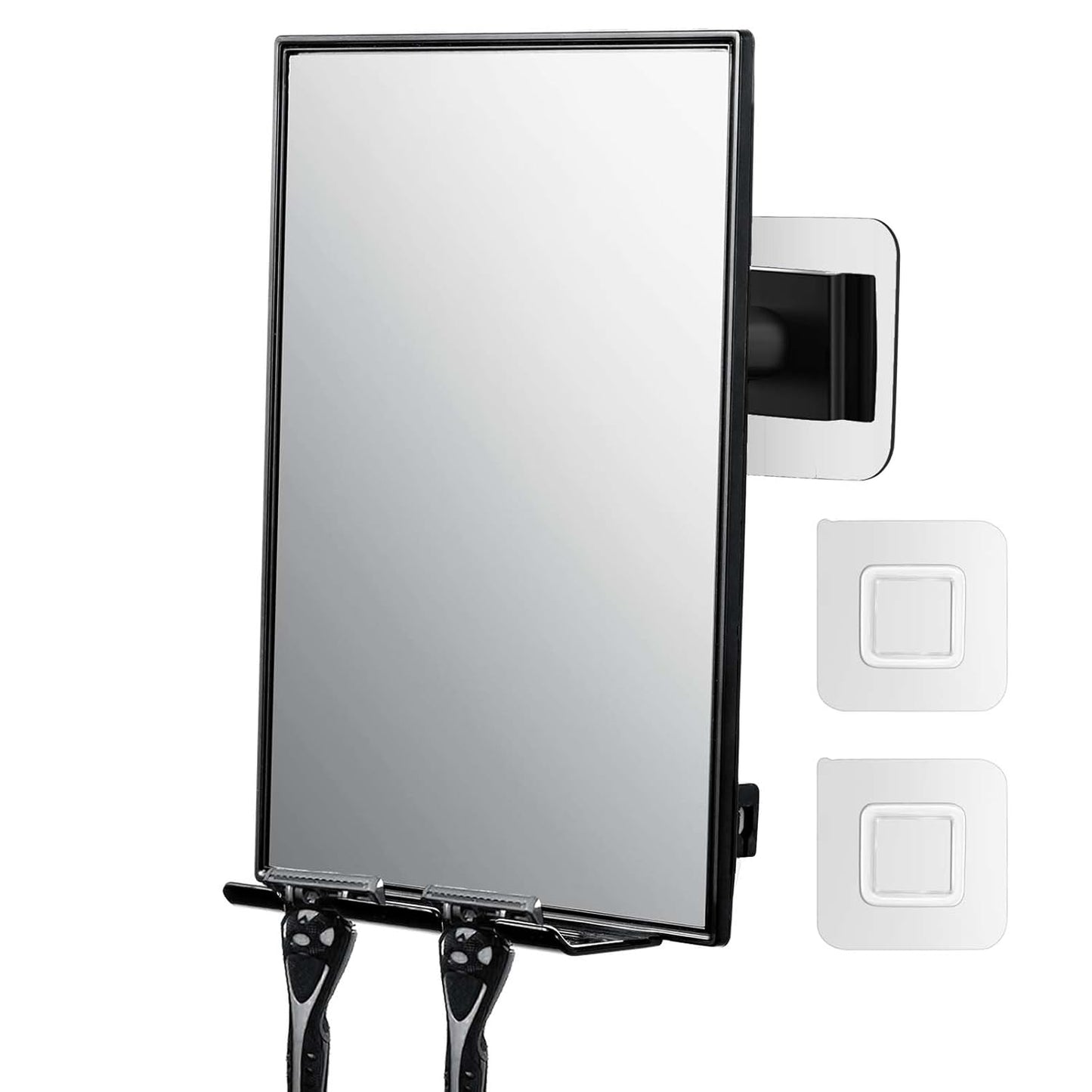 Shower Mirror for Shaving & Washing Face - 360° Adjustable with Razor Holders | Easy Install Bathroom Accessory