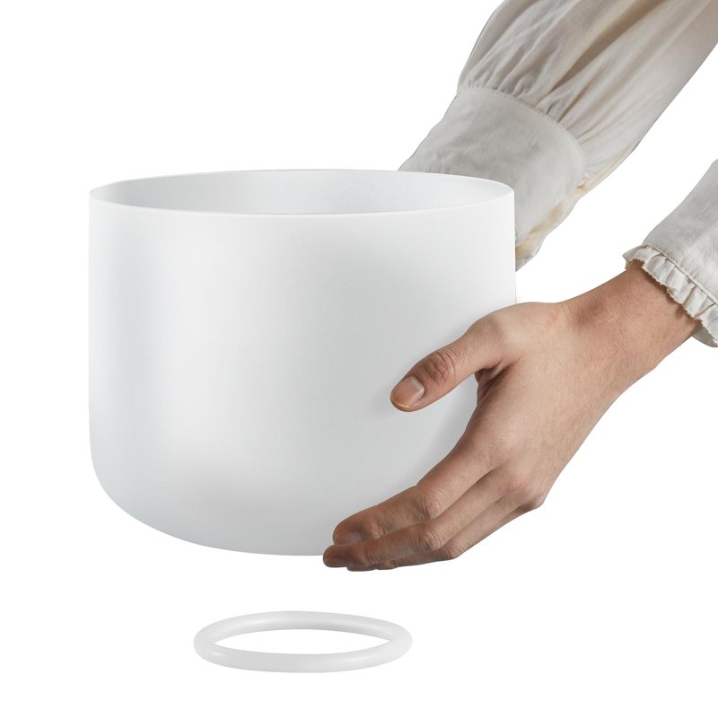 VEVOR Crystal Singing Bowl, 8-inch F Note Heart Chakra Singing Bowl, Frosted Quartz with Rubber Mallet and O-Ring, Perfect for Meditation, Yoga, Sound Baths, Sound Healing