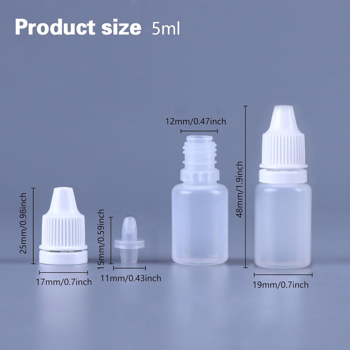 5ML Squeezable Dropper Bottles - 12PCS Refillable Eye Liquid Containers with Screw Cap | Portable White Plastic