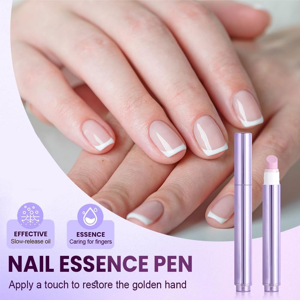 Nail Care Pen - 3-in-1 Cuticle Oil with Ceramic Tip for Hangnails & Dry Nails | Nourish & Strengthen (2 Pack)