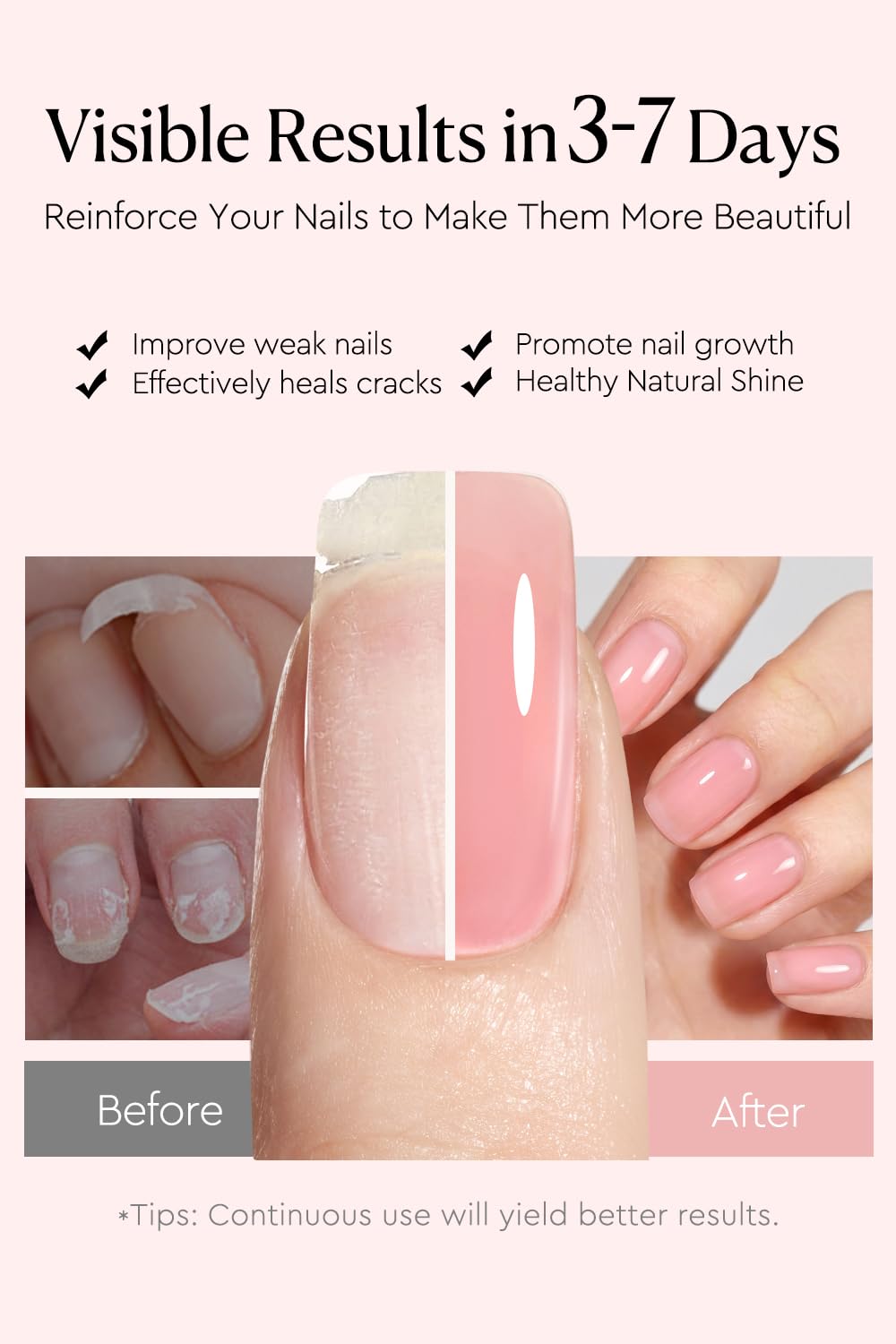 AzureBeauty 18ml Nail Strengthener and Growth, Jelly Pink Ridge Filler
