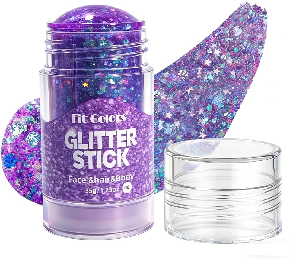 Clear White Glitter Stick - Sparkling Hair & Face Glitter Gel for Concerts | Rave & Festival Body Art