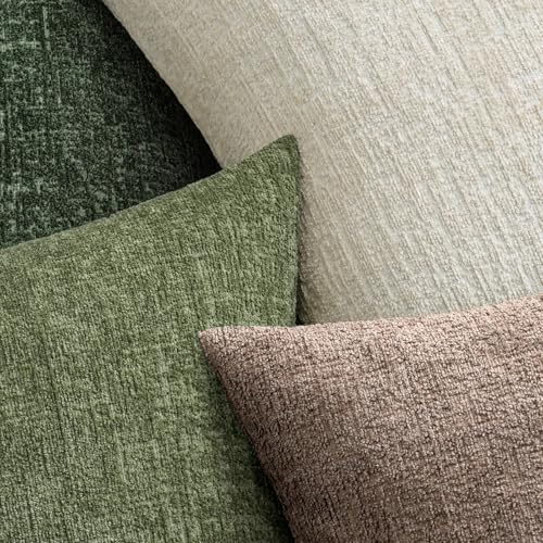 MIULEE Textured Chenille Pillow Covers 18x18 Beige - Set of 2