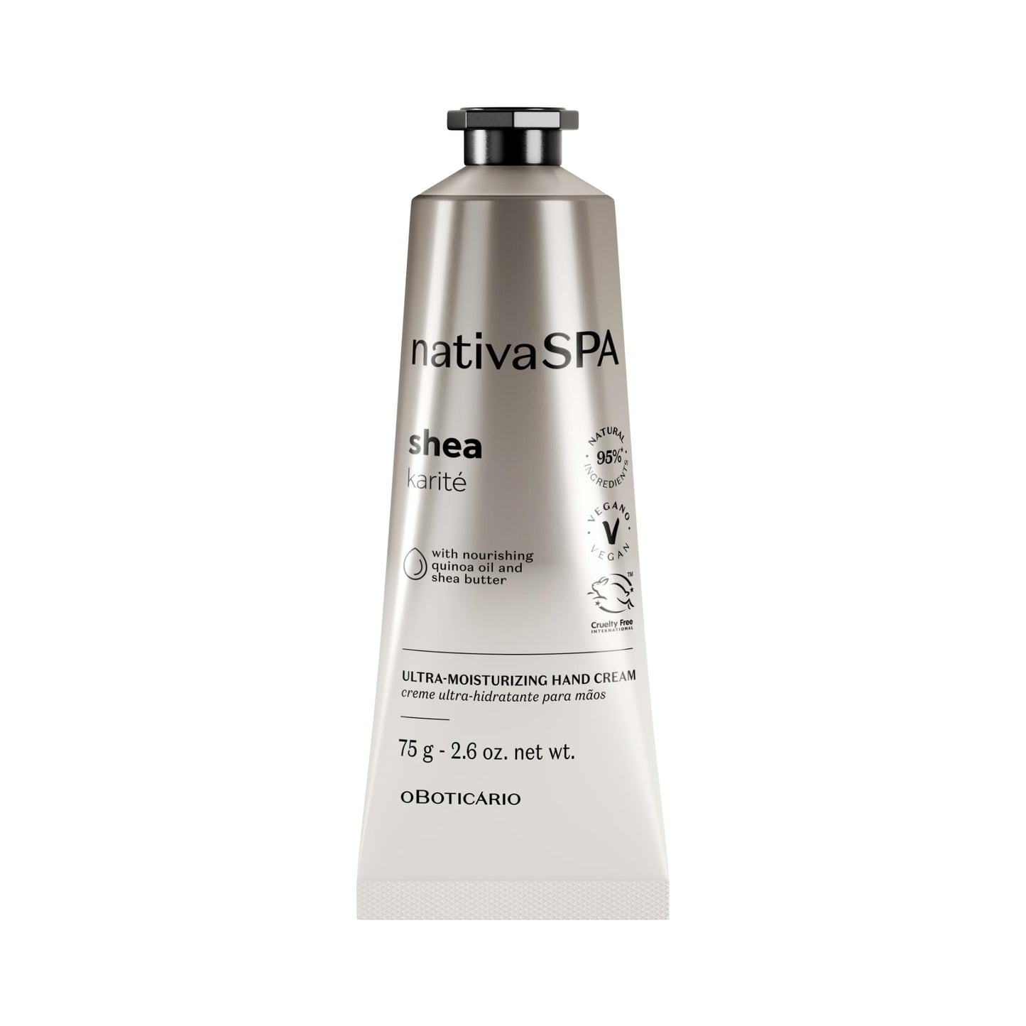 Nativa SPA by O Boticário, Shea Ultra-Moisturizing Hand Cream, Deeply Nourishing Formula with Shea Butter & Quinoa Oil, 2.6 Ounce