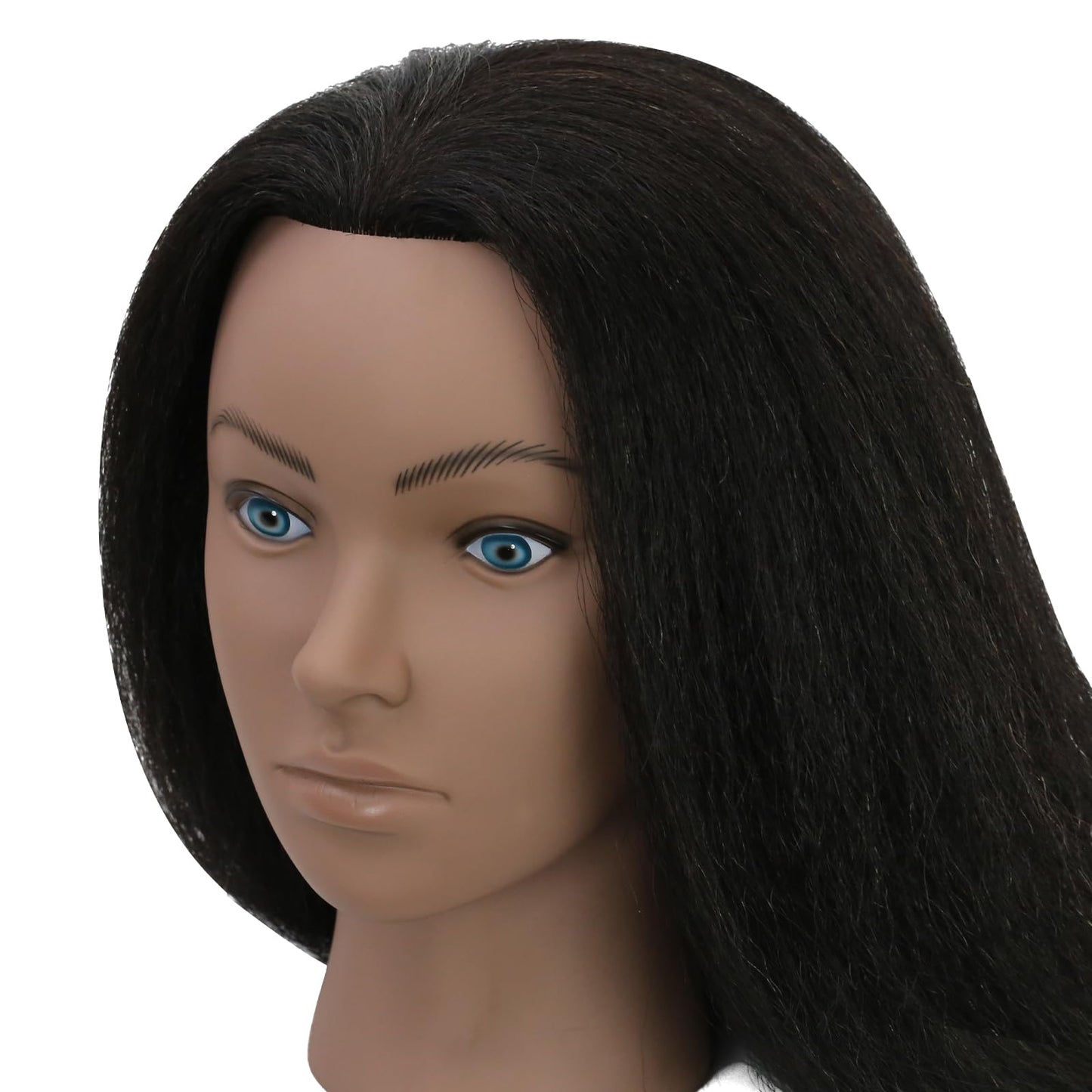 Sirydtm 18" Mannequin Head Human Hair 100% Real Human Hair Mannequin Head Cosmetology Makeup Doll Training Head With Table Clamp Stand for Curling, Cutting Dyeing & Hairdresser School Training