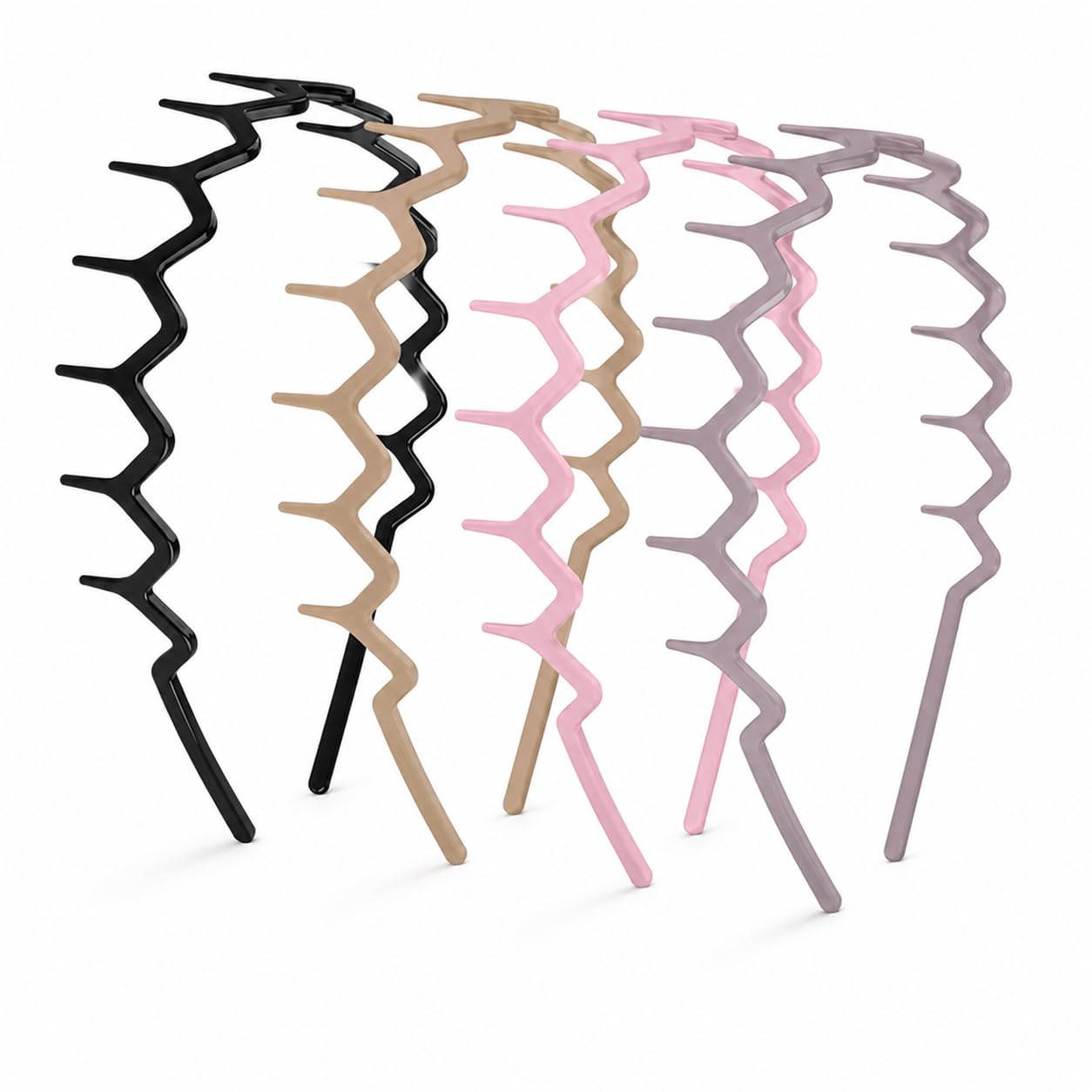 MIVZO Zig Zag Headbands - 4Pcs Non Slip Comb Headband with Teeth for Women Classic Wavy Claw Headband for Men‘s Women's Hair Fashion Hair Accessories