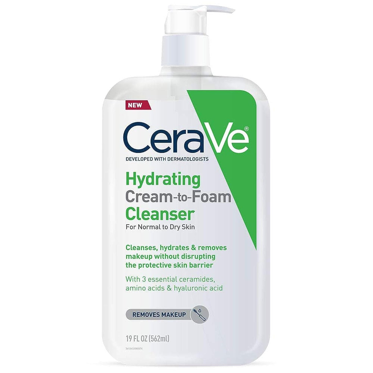 CeraVe Hydrating Foaming Cleanser - Makeup Remover for Dry Skin | 19 Fl Oz, Fragrance-Free, Non-Comedogenic