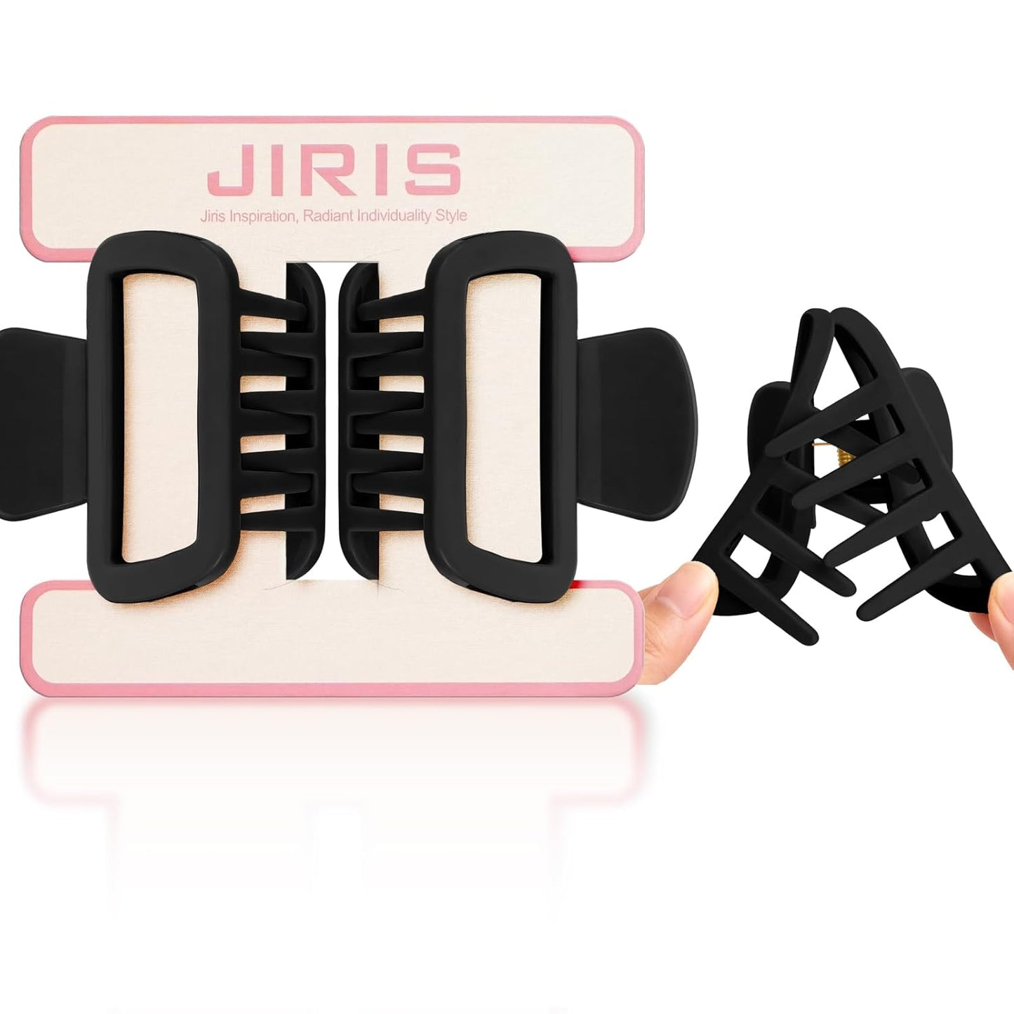 Flexible Silicone Hair Claw Clips - Strong Hold for Thin & Thick Hair | 2-Pack, 2.16in, Black