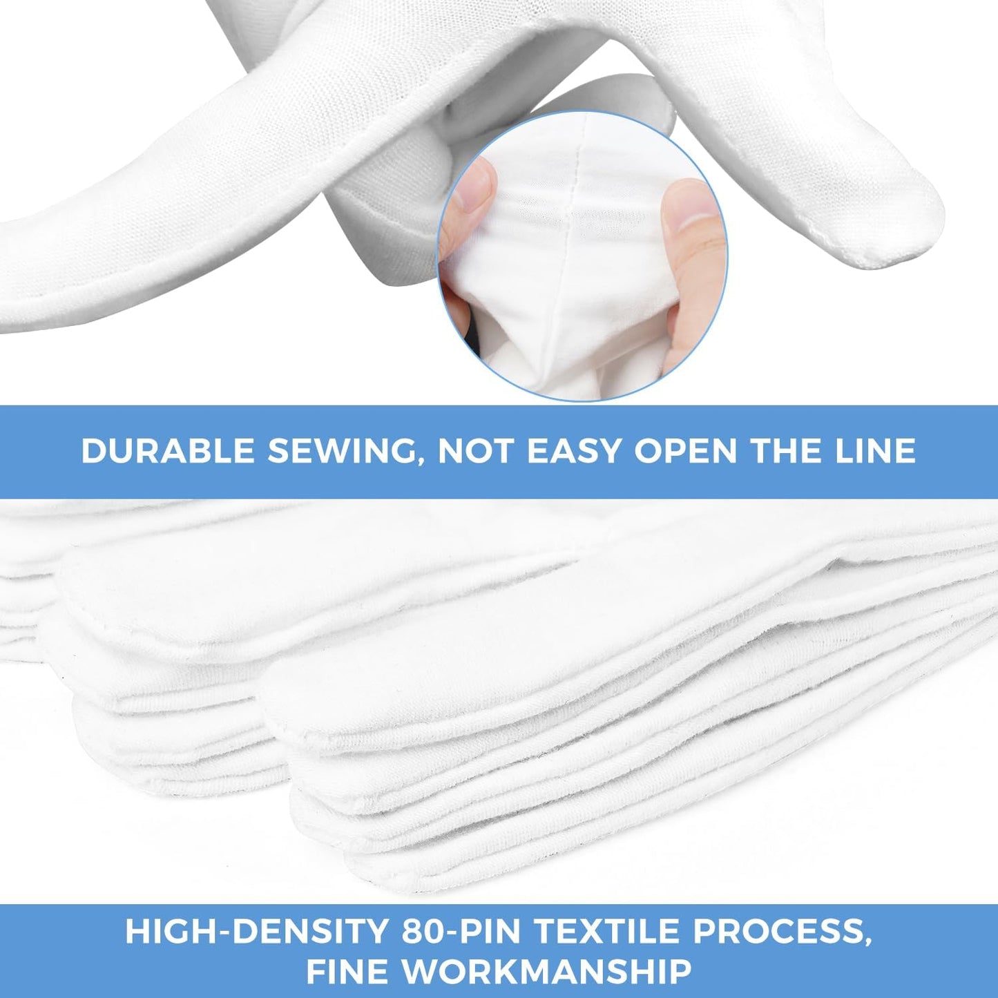 Cotton Moisturizing Gloves for Dry Hands | Soft Eczema Treatment | Stretchable White for Men & Women