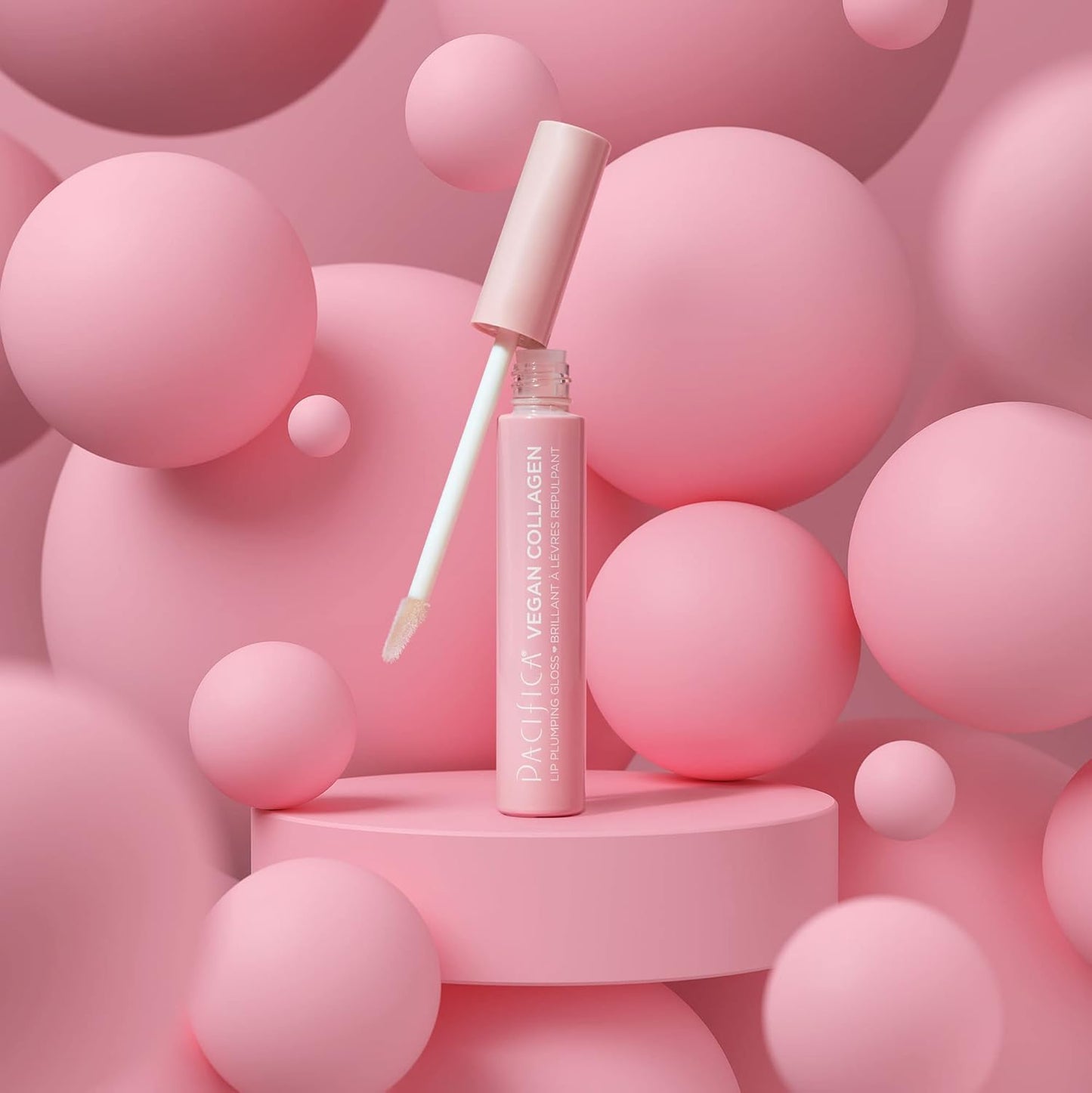 Vegan Collagen Lip Plumping Gloss - Hydrating Lip Plumper with Peptides & Coconut Oil | Non-Sticky, 0.22 fl oz
