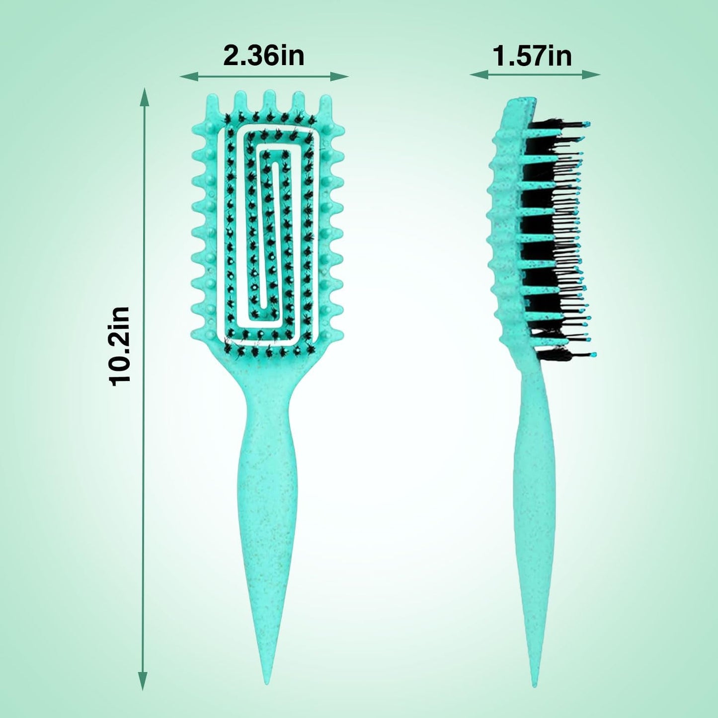 Curl Defining Brush - Curly Hair Detangling & Shaping Tool | Vented Design (Green)