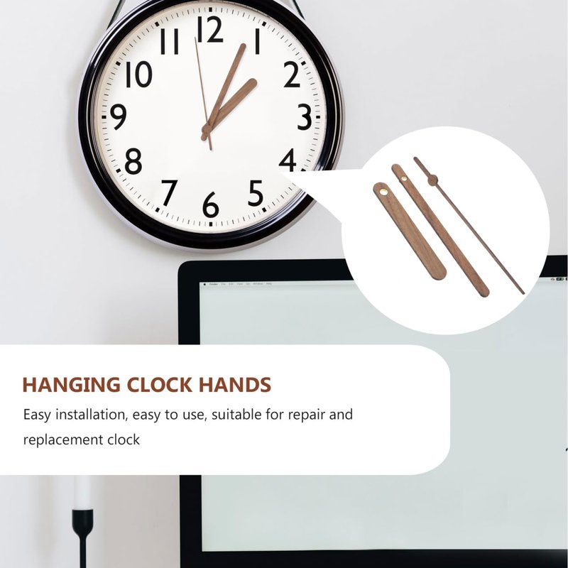 POPETPOP 5 Set Replacement Clock Hands Kit, DIY Wooden Clock Hands for Wall Repair Home Art Decor - Simple Design