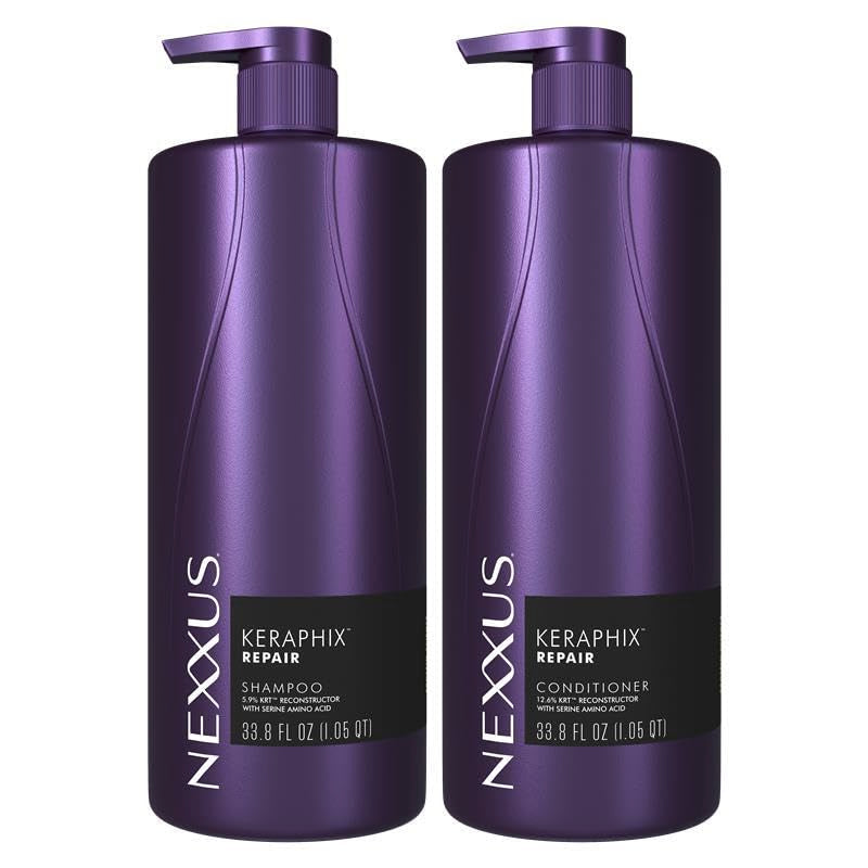 Nexxus KERAPHIX Shampoo & Conditioner Set - Damaged Hair Repair with KRT Keratin & Amino Acids | 33.8 Fl Oz