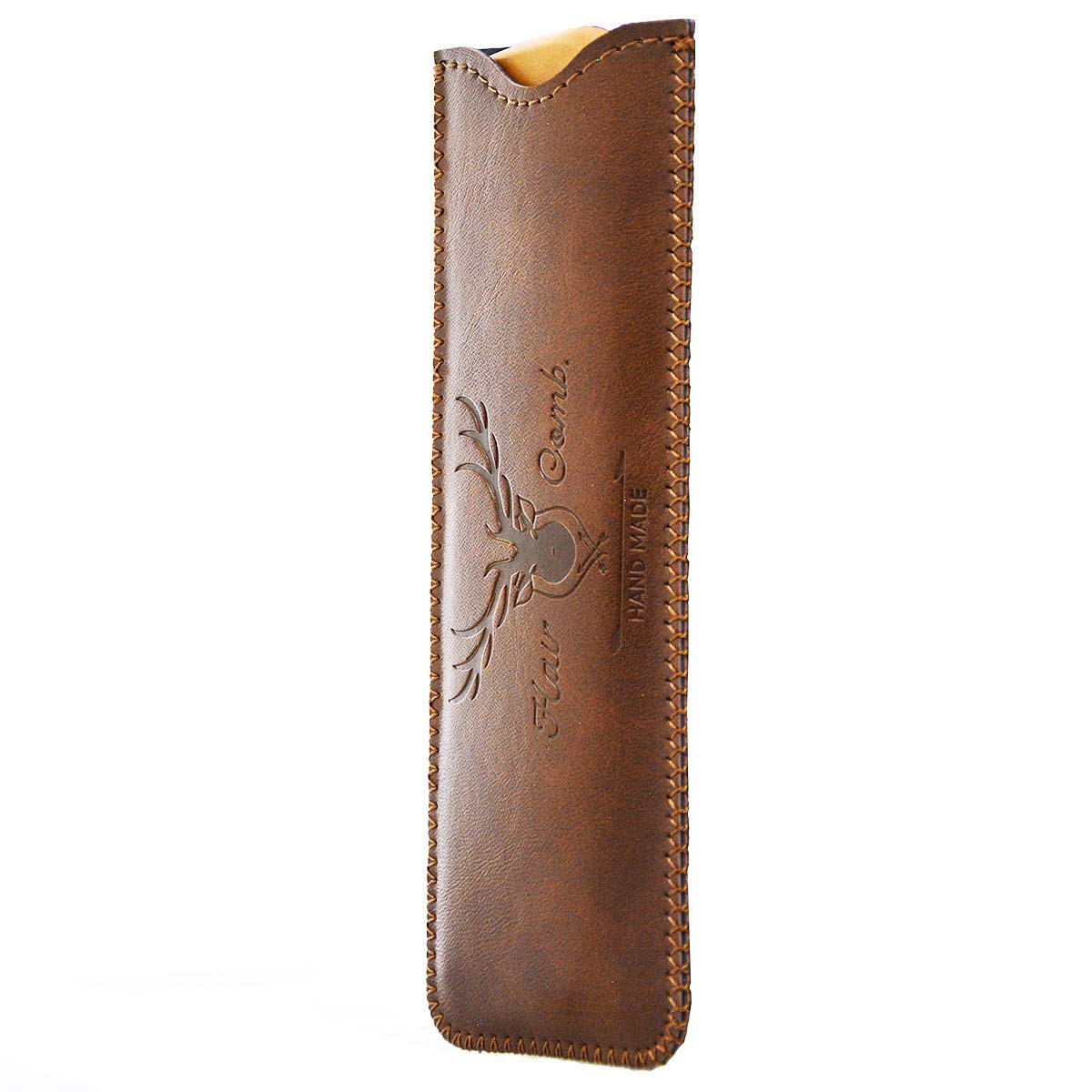 Menesia Wooden Hair Combs for Men & Women, Mens Wood Beard Comb with Leather Travel Case, Womens Combs for Hair, Kids Comb, Mens comb - Brown Deer