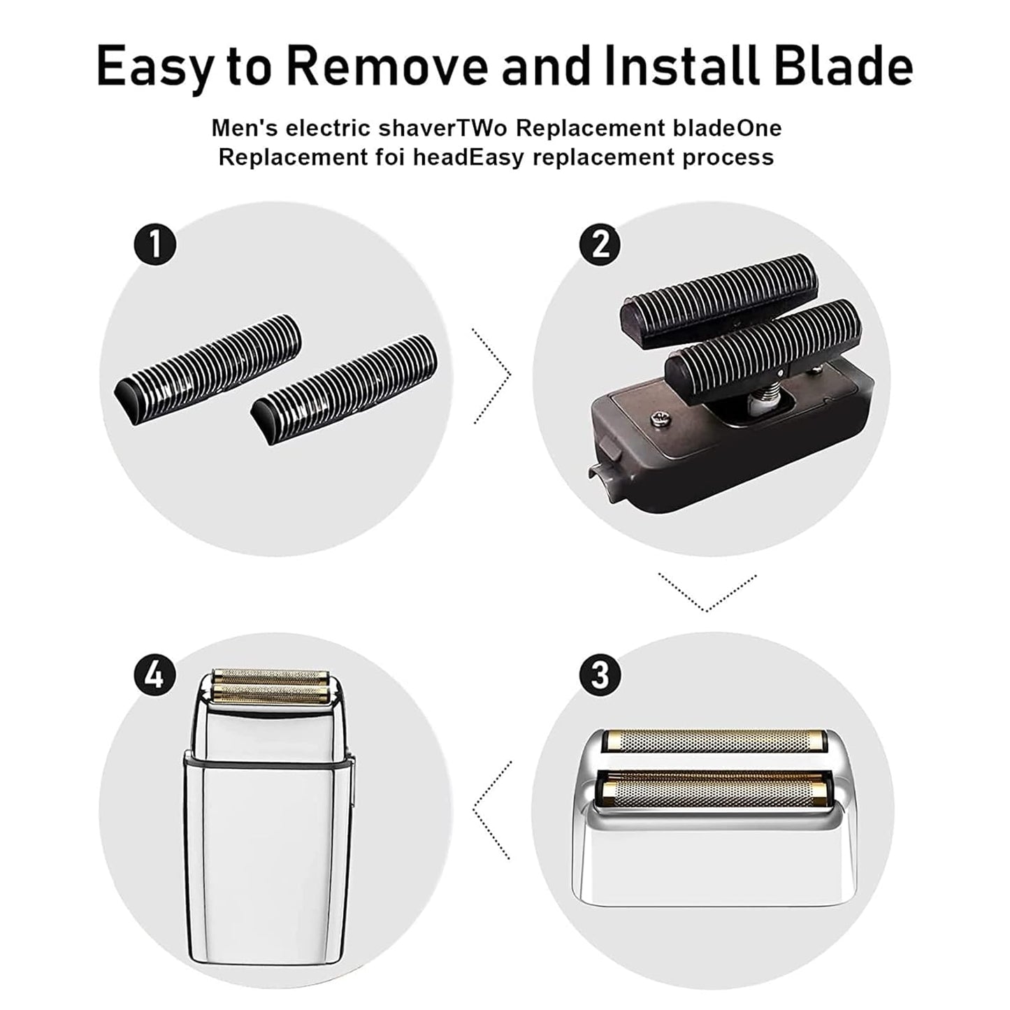 BaBylissPRO Shaver Replacement Foil & Cutters - 2PC Silver Compatible with Double FXFS2