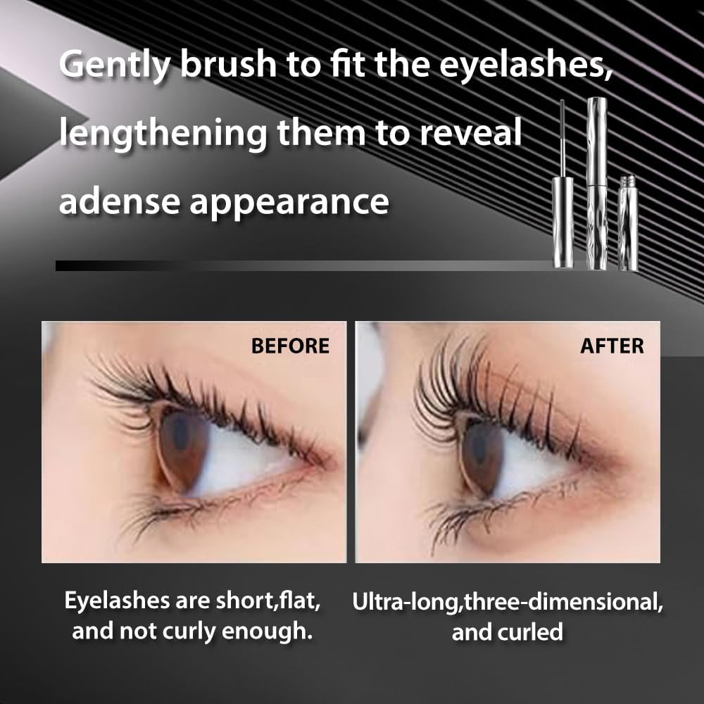 Waterproof Metal Wand Mascara - Volume & Length for Natural, Non-Smudged Lashes | Long-Lasting Curling Tubular Formula
