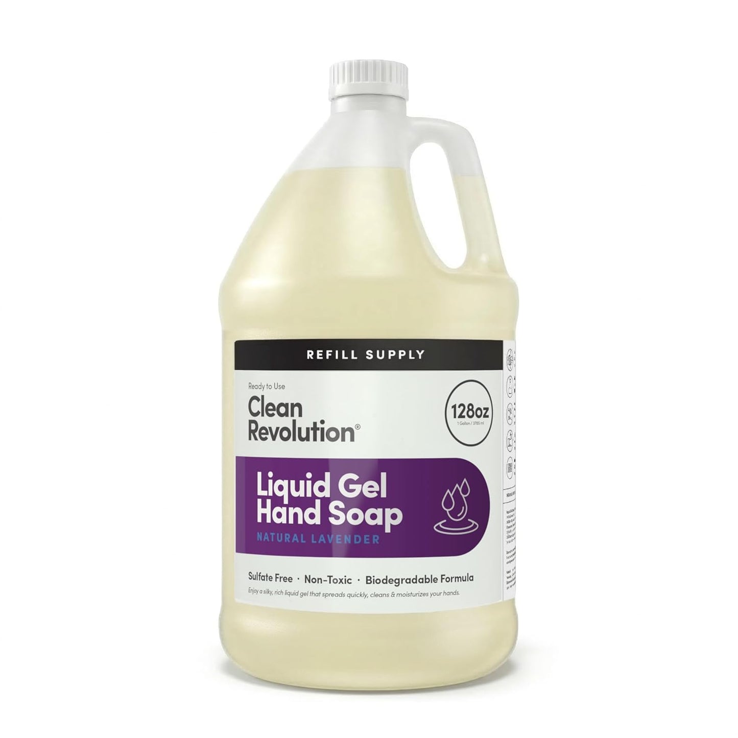 Liquid Gel Hand Soap - Natural Lavender Essential Oils | Silky Rich, Quick Lather, 128 Fl Oz