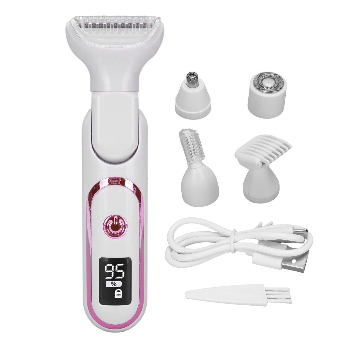 TARSHYRY 5 in 1 Bikini Trimmer for Women, Wet Dry Electric Razors for Shaving, Cordless Rechargeable Pubic Hair Trimmer with Replaceable Heads LED Display for Arms Legs Underarms