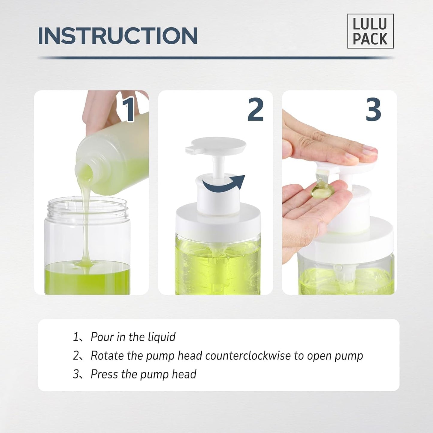 Pump Bottle Dispenser for Soap - Refillable 8 oz Plastic Container | Shampoo, Conditioner, Lotion - Clear 2PCS