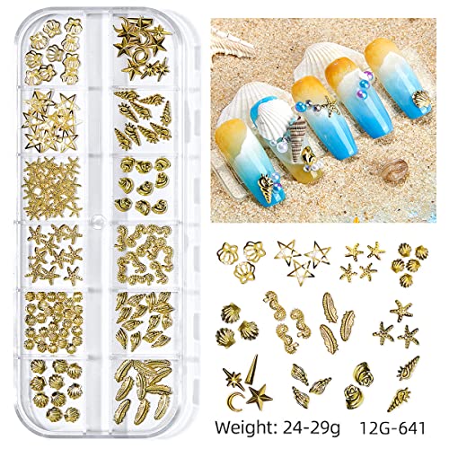 3 Boxes Beach Nail Art Charms Set - 12 Styles Seashell Starfish Conch Rhinestones