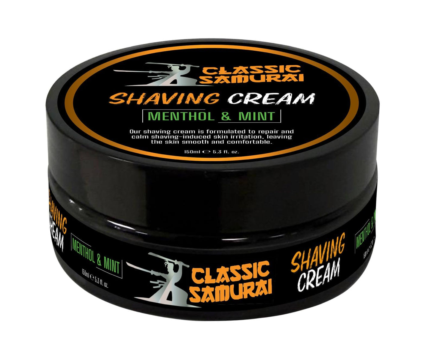 Classic Samurai Shaving Cream, Menthol & Mint, 150ml, Repairs and Calms Skin Irritation