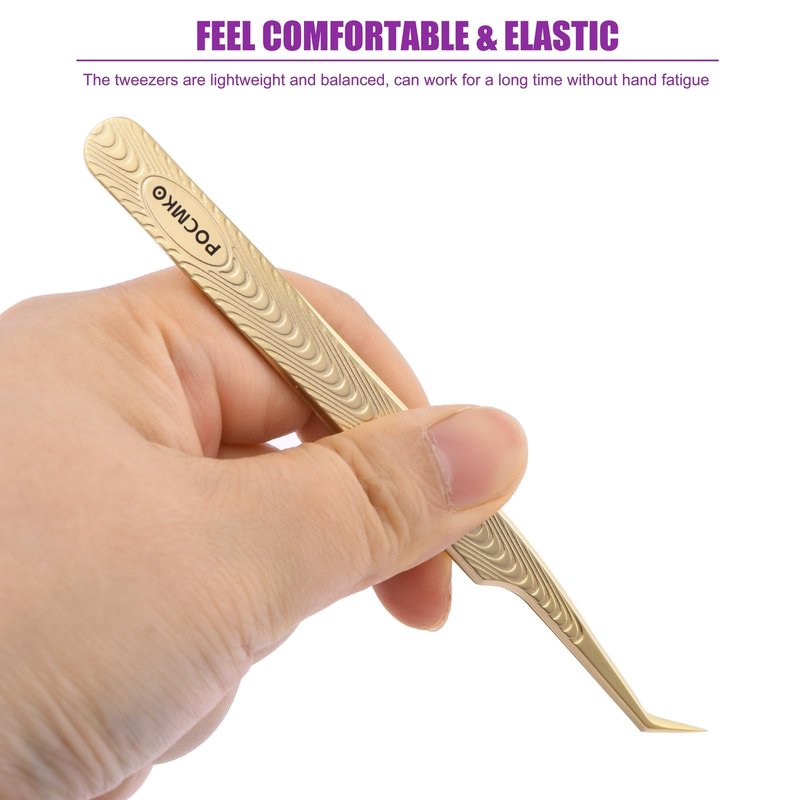 Eyelash Tweezers for Lash Extension Supplies, High Precision Lash Tweezer Set– Pack of 3 Lash Extension Tweezers Kit for Individual and Volume Eyelash Extensions
