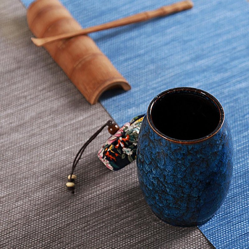 Angoily Kiln Tea Tea Jar Household Container Multi-function Canister Kitchen Holder Leaves Canister Loose Container Storage Jar Sealed Storage Pot (Blue)
