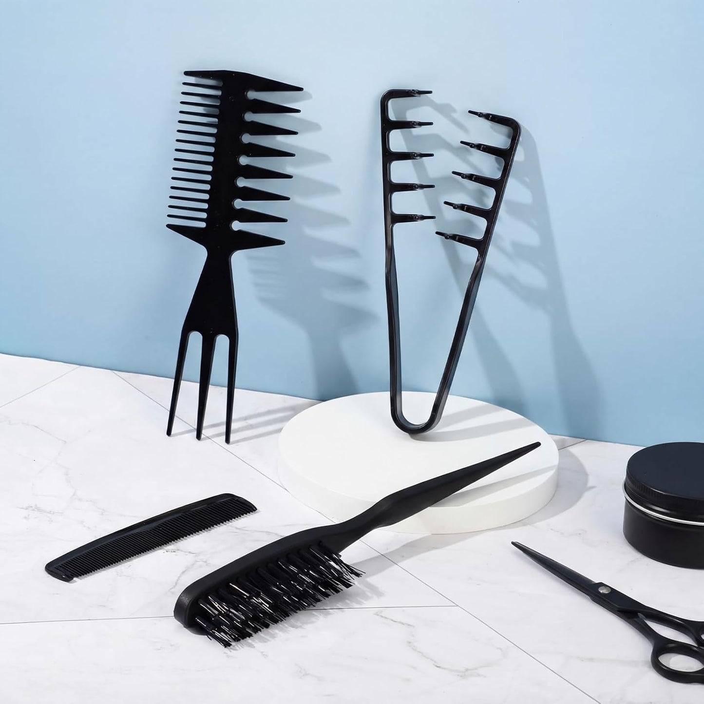 4 Pcs Texture Styling Comb Set - Voluminous Wide Toothed Hair Combs for Men & Women | Dual-Sided Fluffy Picks